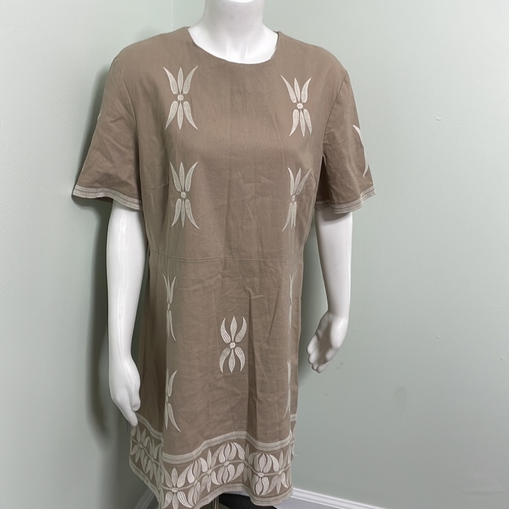 Zara Embroidered Tan Mini Dress XL - Picture 7 of 13